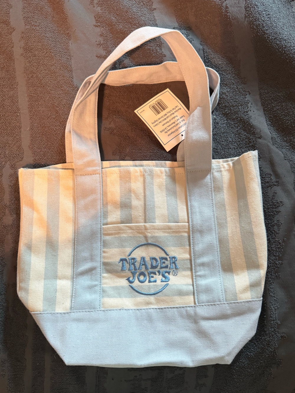 Trader Joe’s Light Blue Stripe Canvas Tote Bag